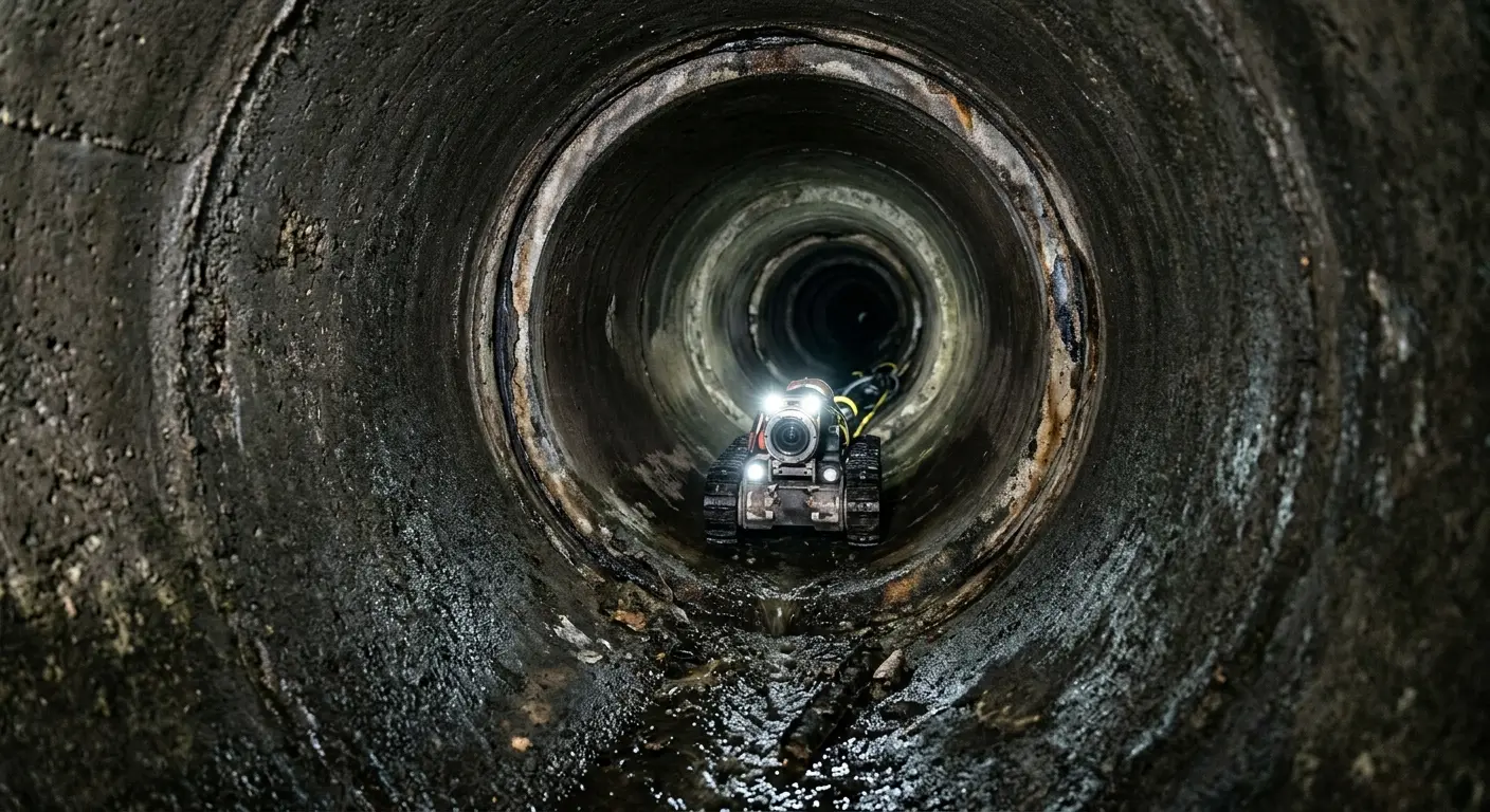 Robotic sewer camera inspecting pipe interior for Drain Snake Service in Campbell